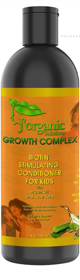 J'Organic Solutions Kid's Biotin Growth Stimulating Conditioner (8oz with Argan Oil, Aloa Vera & more)