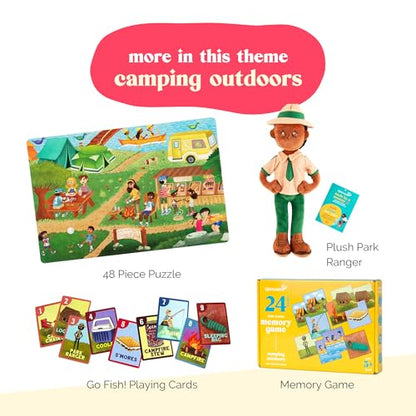 Upbounders Camping Outdoors Memory Match Beginner Board Game for Toddlers, Joyfully Diverse and Inclusive Cast of Characters in Rural Nature Scenes (Multicultural)