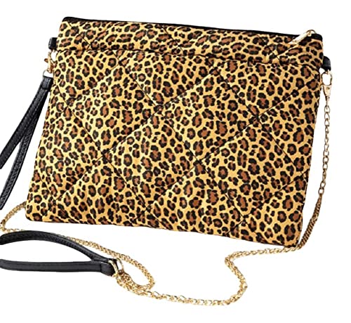 2Chique Boutique Women's Leopard Print Padded Mini Cross Body Bag