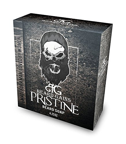 BEARD GAINS Pristine Scented Beard Wash Bundle Kit W/Shampoo, Conditioner and Soap Bar | Eliminate Itch & Dandruff & Soften Facial Hairs | Made in USA