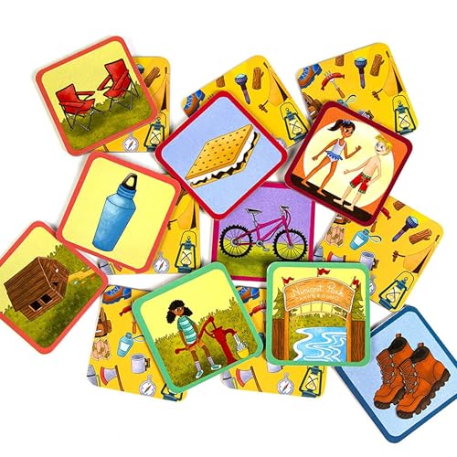 Upbounders Camping Outdoors Memory Match Beginner Board Game for Toddlers, Joyfully Diverse and Inclusive Cast of Characters in Rural Nature Scenes (Multicultural)