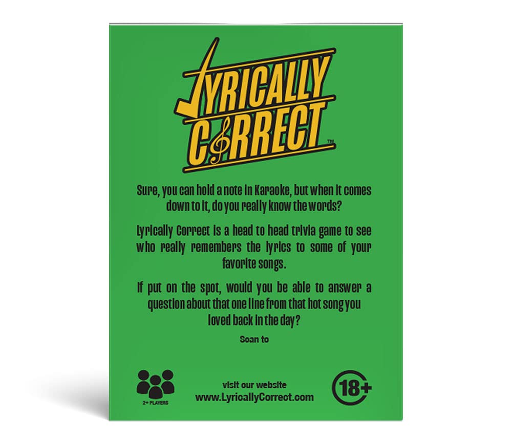 Lyrically Correct Music Trivia Card Game | Multi-Generational Family Gatherings, Adult Game Night and Fun Trivia (60's and 70's Oldies but Goodies)