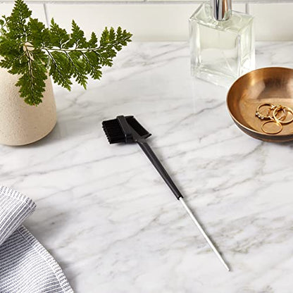 Dosso Beauty 3-in-1 Edge Styling Brush, Black Colour, Baby Soft Bristles, Pointed Metal End-Designed For Partin and Sculpting, Detangles Edges, Organic, Lightweight, Travel Friendly, 9 x 0.5 x 2 inch