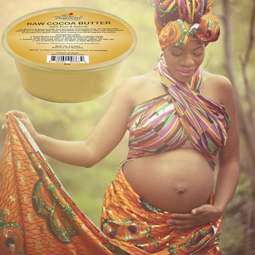 Tropical Holistic Raw Cocoa Butter 8oz, All-Natural 100% Pure African Cocoa Butter for Head To Toe Use - Ideal for DIY Lip Balm, Stretch Marks, Cacao Butter Lotion - Moisturizer for Skin & Hair