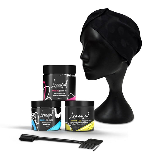 PuffCuff | LAAAYED® Edge Protection Hair Kit | Styling Pomade & Gel | For Natural, Curly, Thick, Coiled, Coarse, Frizzy Hair | Extreme Hold & Frizz-Free Braids and Locs | For Men and Women | 4 Pieces