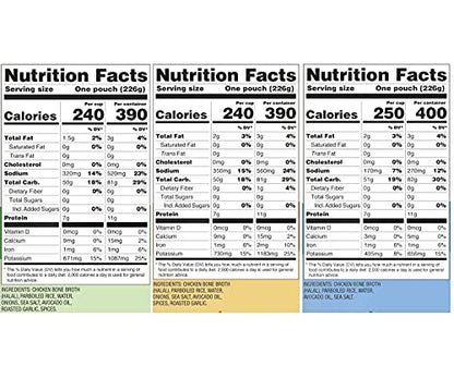 A Dozen Cousins Microwave Rice Cooked in Chicken Bone Broth | 7g Protein with Collagen | Rice for Meals, Sides (3 Flavor Variety Pack, 6 Pack)