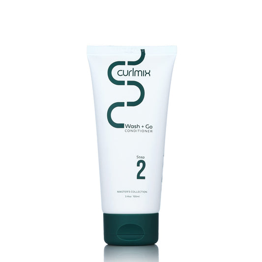 CurlMix All-Natural Wash & Go Conditioner for Curly Hair, Travel Size 3.4oz - Sulfate Free, Paraben Free, Moisturizing, Curl Enhancing Conditioner Curly Hair Products for Women, Men - Signature Scent