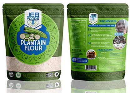 JEB FOODS Plantain flour - 4lb Pure Africa Green Plantain Flour, Fufu Flour, Fufu Powder for Fufu, Paleo Diet, Gluten Free Baking (4lbs)