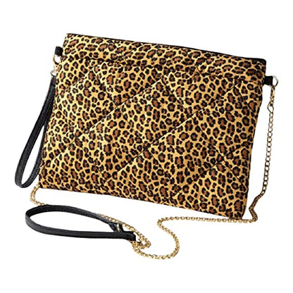 2Chique Boutique Women's Leopard Print Padded Mini Cross Body Bag