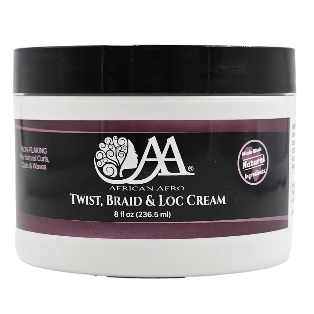 African Afro Twist, Braid, & Loc Styling Cream, Medium Hold, Anti Frizz and Dandruff, Smoothing and Hydrating Hair Styling Cream With Shea Butter, All Natural Hair Care, Cruelty Free, 8 Fl Oz