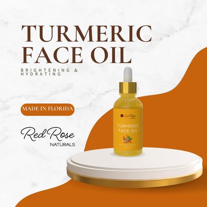 Red Rose Naturals Turmeric Face Oil - Facial Serum & Moisturizer with Vitamin C for Women & Men, Hydrates & Revitalizes Dull Skin - All Skin Types - Made with Turmeric Essential Oil- 1 oz.