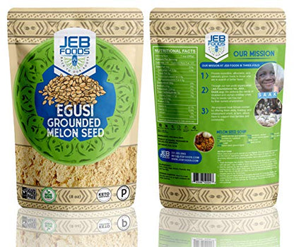 JEB FOODS Egusi Ground Melon Seeds, 100% Natural, Nutritious, Rich in Proteins and Vitamins, 1 lb.