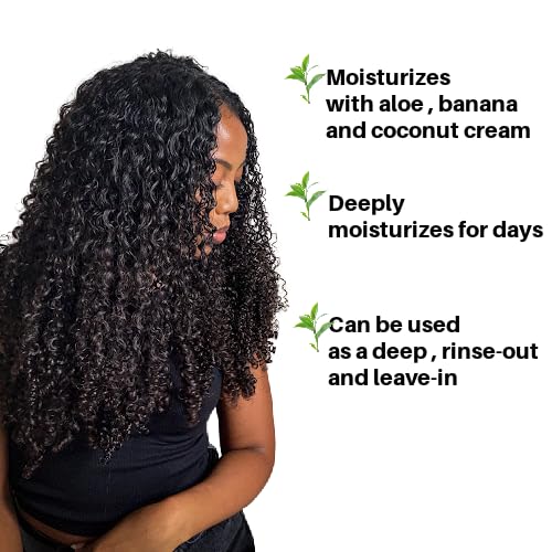 Ecoslay Banana Cream Deep Conditioner 8 oz - Nourishing Hair Mask for Dry, Damaged, Frizzy, and Curly Hair - Plant-Based Deep Conditioning Treatment for Natural and Color Treated Hair