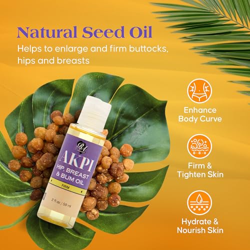 RA Cosmetics Akpi Lifting Oil for Butt, HIPS, and Breasts - 100% Natural, Surgery-Free Beauty Solution - Breasts & Butt Enhancement Oil for Firming and Toning Your Skin | Hip Lift Massage Oil, 2oz