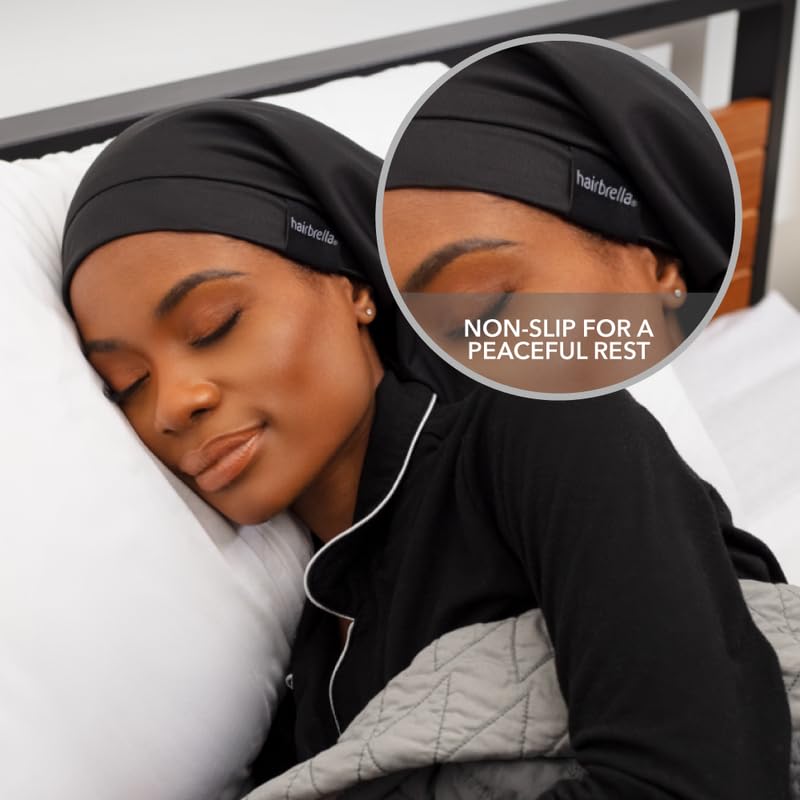 Hairbrella Satin Lined Adjustable Sleep Cap - Sleeping Caps for Women to Protect Hair, Satin Band Edge, Silk Bonnet Blush