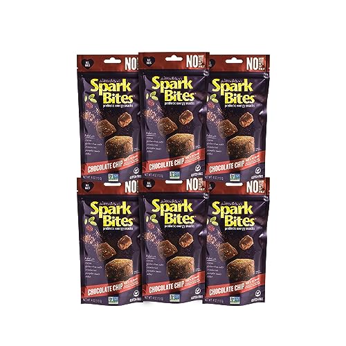 SPARK BITES - Chocolate Chip (Pack of 6) Allergen Free Vegan Healthy Energy Snack - A Steady Release of Wholesome Energy with NONE OF THE TOP 9 ALLERGENS - Vegan, Non-GMO, Gluten-Free