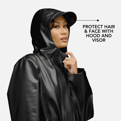 Hairbrella Rain Jacket, Waterproof, Satin-Lined Hood (Chrome, M)