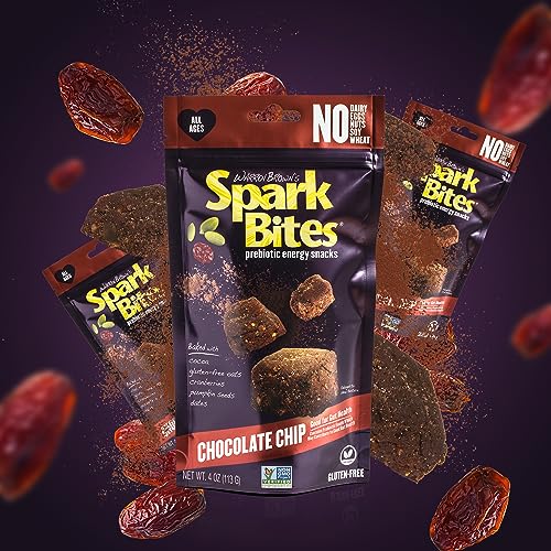 SPARK BITES - Chocolate Chip (Pack of 6) Allergen Free Vegan Healthy Energy Snack - A Steady Release of Wholesome Energy with NONE OF THE TOP 9 ALLERGENS - Vegan, Non-GMO, Gluten-Free