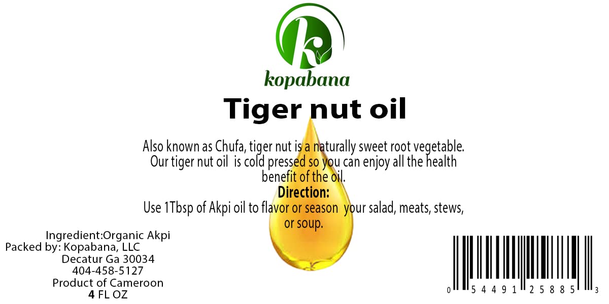 KOPABANA Tiger Nuts Oil |Cold Press Chufa Oil | Yellow nutsedge Oil | Cyperus esculentus Oil 4oz