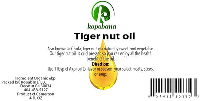 KOPABANA Tiger Nuts Oil |Cold Press Chufa Oil | Yellow nutsedge Oil | Cyperus esculentus Oil 4oz