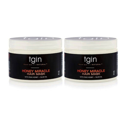 tgin Honey Miracle Hair Mask, 12 oz - Deep Conditioner for Natural, Dry, Curly Hair - Type 3c and 4c - Pack of 2