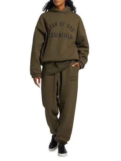 Fear of God Essentials, Logo Fleece Hoodie, Small, Olive