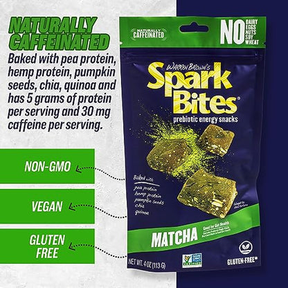 SPARK BITES Matcha - Green Tea (Pack of 6) Allergen Free Vegan Healthy Energy Snack - A Steady Release of Wholesome Energy with NONE OF THE TOP 8 ALLERGENS - Vegan, Non-GMO, Gluten-Free