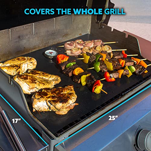 Grill Spray Cleaner & XL BBQ Grill Mat - Heavy-Duty, No-Drip Grill Spray, Eco-Friendly Degreaser (23 oz) & Heavy Duty Non-Stick, Extra Large BBQ Grill Mat, 25 inch x 17 inch - Perfect BBQ Gift