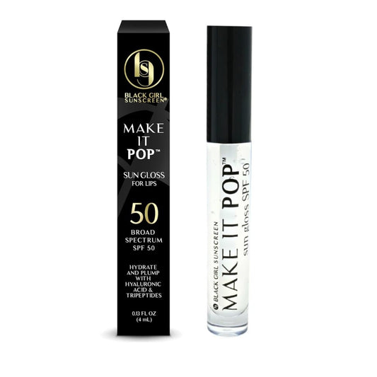 BLACK GIRL SUNSCREEN - Make It Pop Sungloss - Revolutionary Sun Protection and Gloss in One - SPF 50 (Clear Skyes)