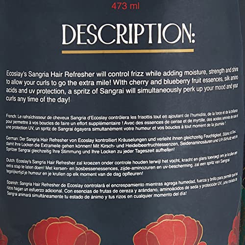 Ecoslay Sangria Curl Refresher, Defines and Shines, Adds Hold, 16oz