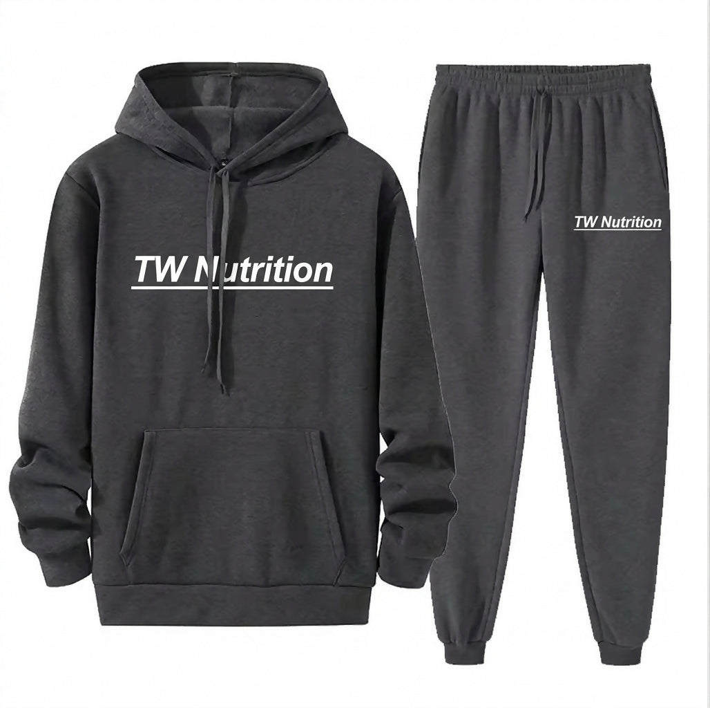 TW Nutrition Men's Jogging Tracksuit Hoodie & Pants Set Dark Gray Xlarge (XL)
