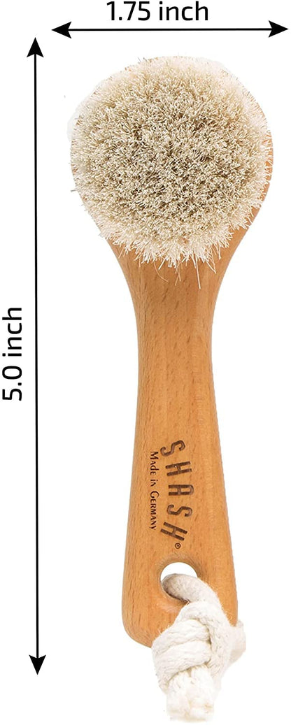 Since 1869 Hand Made in Germany - Sustainable Exfoliating Face Brush, Scrub Cleansing Brush, Exfoliates Skin to Help Reduce Flaking, Fine Lines, Supports Glowing Complexion (Medium Horse Hair Bristle)