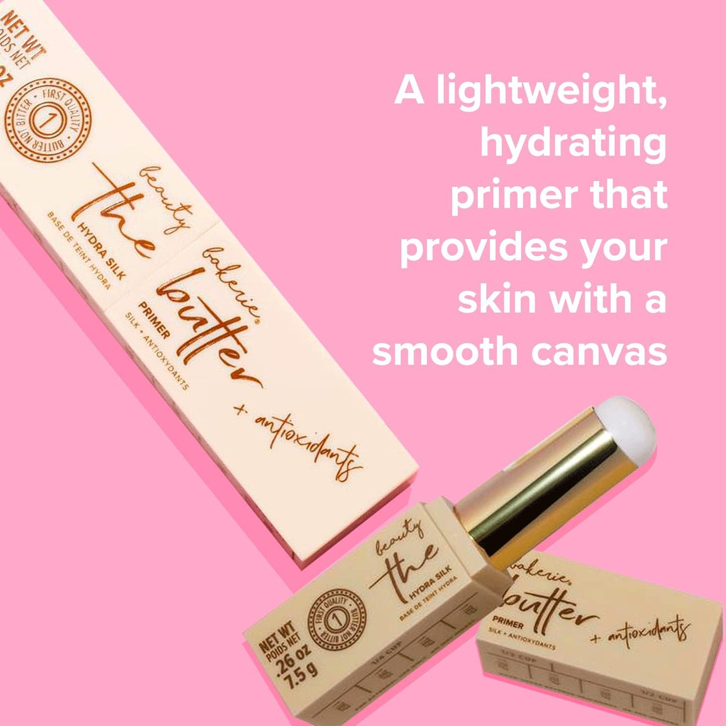 Beauty Bakerie The Butter HydraSilk Face Primer with Antioxidants, Primer for Extended Wear Pore Minimizer for Face Makeup, Smooth Poreless Finish for Face Cosmetics, Ideal Base Before Make Up, 7.5g