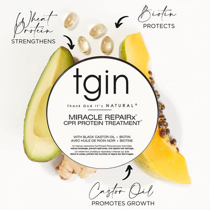 tgin Miracle RepaiRx Strengthening Reconstructor And Mask Duo -12 oz for Damaged Hair - Shampoo and Conditioner Set - High Porosity - Repair - Protect - Restore