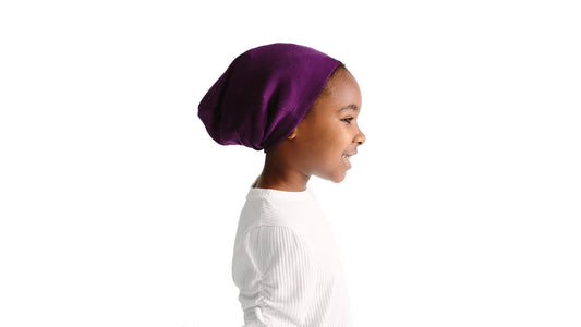 Grace Eleyae GE Kid Slap Silky Adjustable Satin Lined Sleep Cap Beanie, Purple