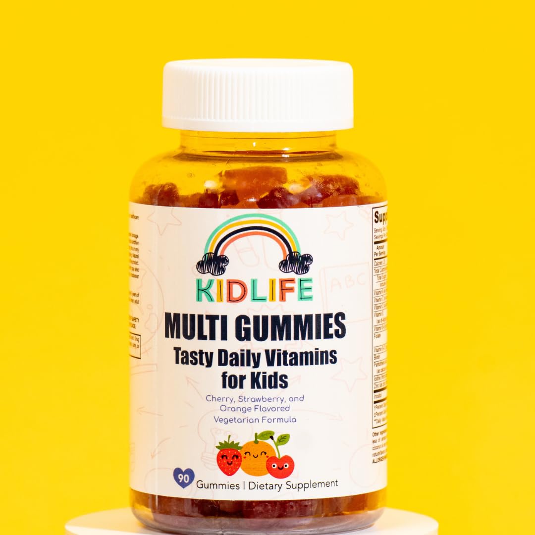 KJ3 Essentials KIDLIFE Daily Gummies- Vitamins for Kids 90 Count Vegan. Immune Support. Soft and Tasty