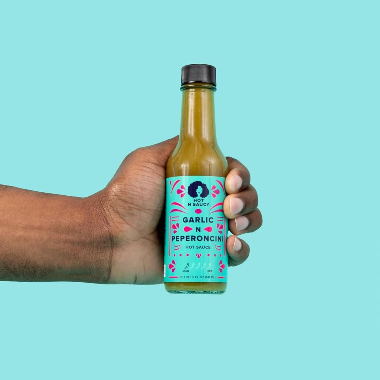 Hot N Saucy | Garlic N Peperoncini Hot Sauce, 5 fl oz