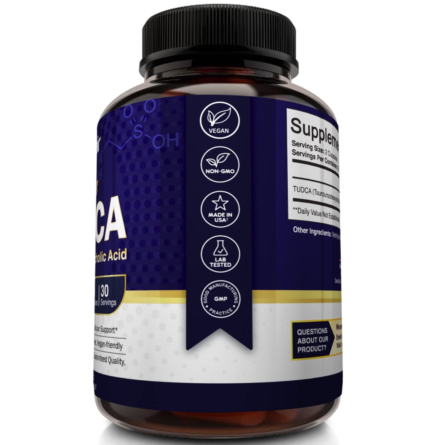 NutriFlair Pure TUDCA 1000mg - Premium Tauroursodeoxycholic Acid Bile Salts, Detox & Cleanse, Non-GMO, Gluten-Free. Liver, Kidney & Gallbladder Support- Made in USA, 60 Capsules