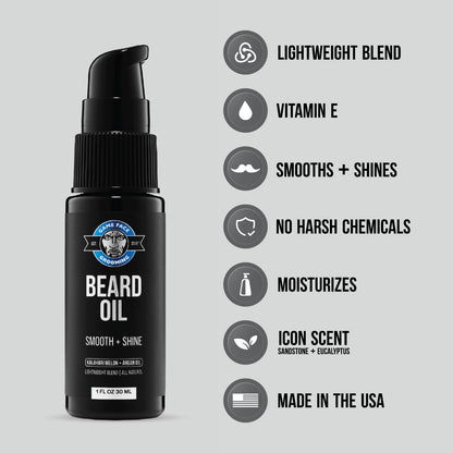 Game Face Natural Beard Oil - 1 fl oz Hydrating Men's Beard and Mustache Oil | Eucalyptus & Sea Salt, Confidence-Boosting | Lightweight Formula for Silky Smooth, Shining Beard Care