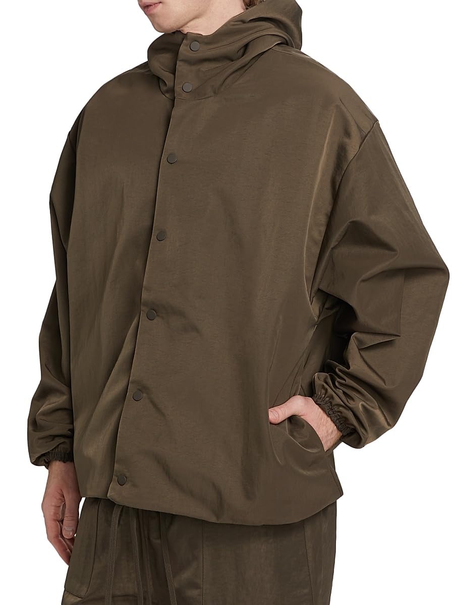 Fear of God Essentials, Coaches Hooded Nylon Jacket, X-Small, Brown