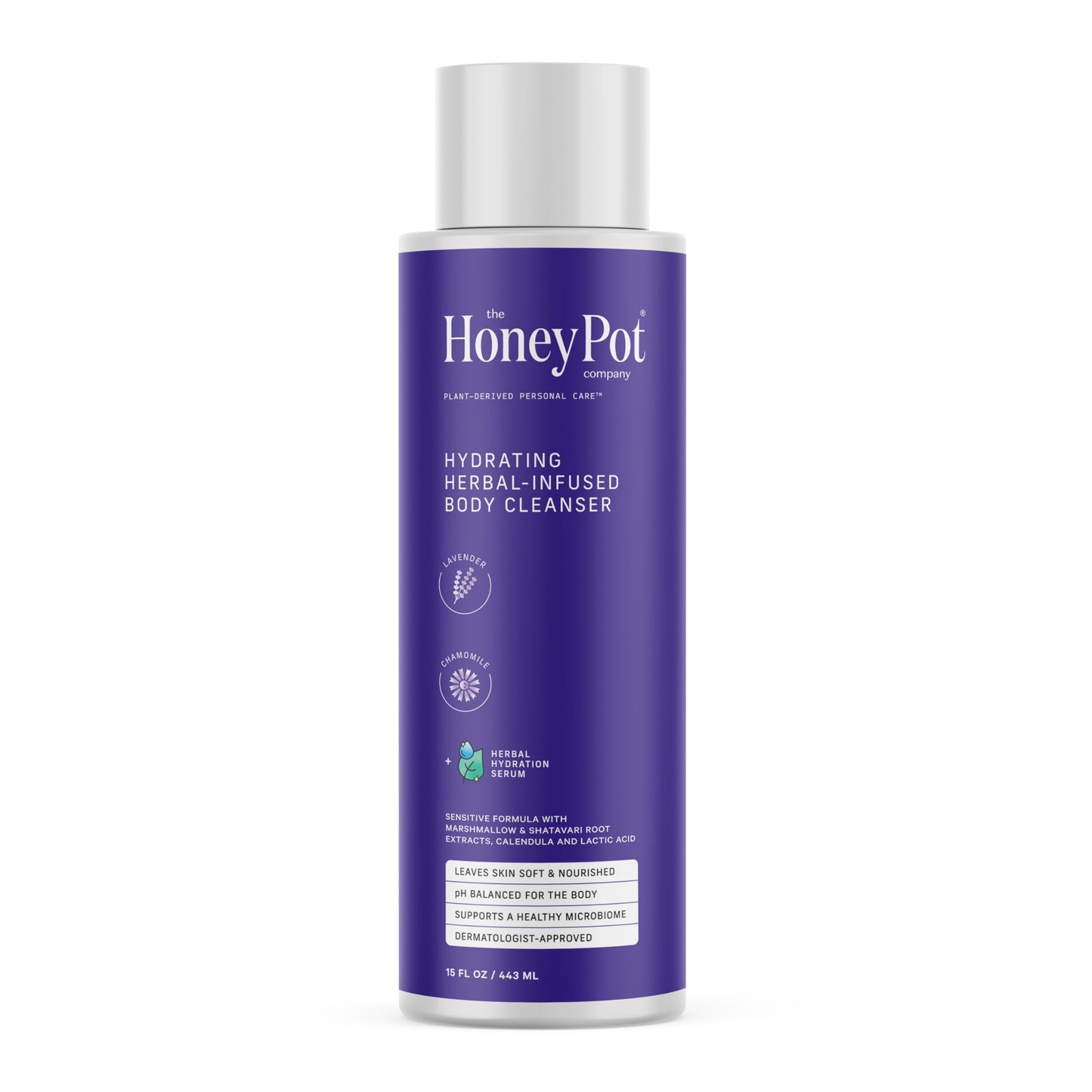 The Honey Pot Company - Body Wash for Women - Lavender Chamomile Hydrating Body Cleanser - Moisturize & Cleanse Skin - Free of Parabens & Sulfates - 15 Fl. Oz