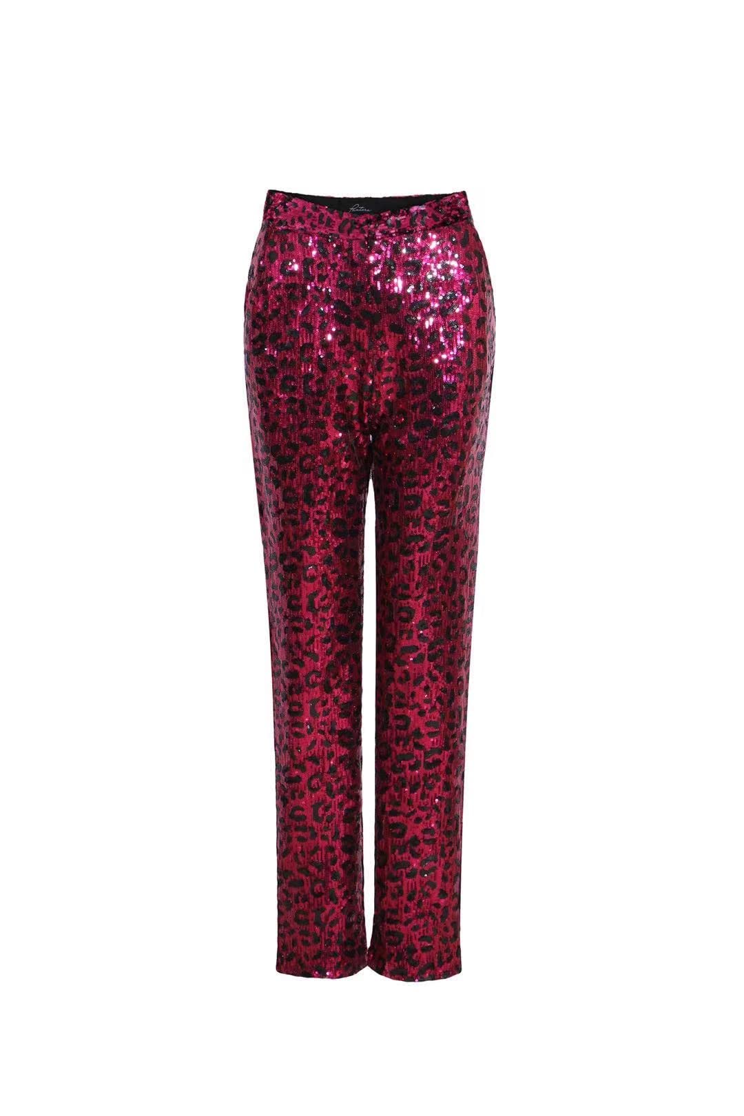 Pantora Women's Stacy Sequin Pant, Pink Leopard, Large