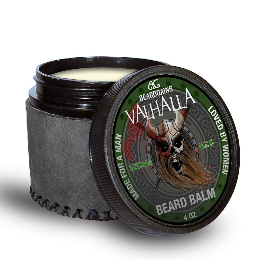 Valhalla Luxury Scented Beard Balm Medium Butter Hold | 100% Organic Viking Beard Conditioner for Men | Style, Shape & Tame Facial Hairs | Made in USA