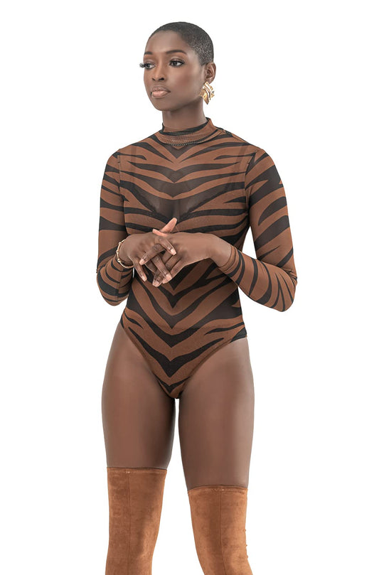 Pantora Women's Kim Body Suit, Tiger Print, 4X-Large