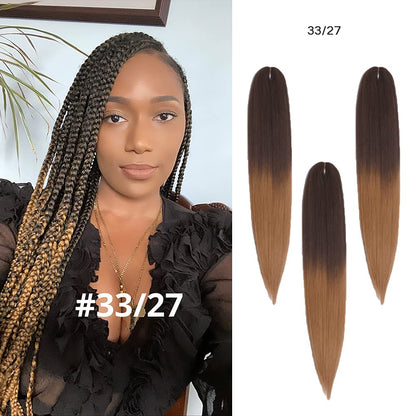 Dosso Beauty 3 Pack Hypoallergenic Pre-Stretched Braiding Hair, 28 Inches, Itch-Free, Fast Drying, Hot Water Set, Light-weight-85g, Synthetic, Soft textured, Natural Looking color-(#33/27)