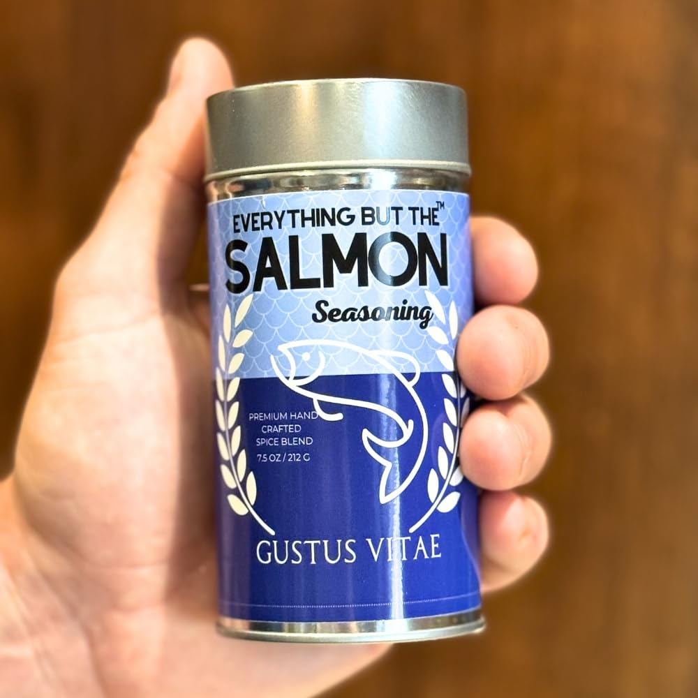 Everything But The Salmon Seasoning | Gourmet Seasoning | Artisanal Spice Blend | All Natural | Non GMO | Hand Crafted | Made In USA | 7.5 oz (213g) | Small Batch | Gustus Vitae | #559 | Arrives Securely in Gift Tube