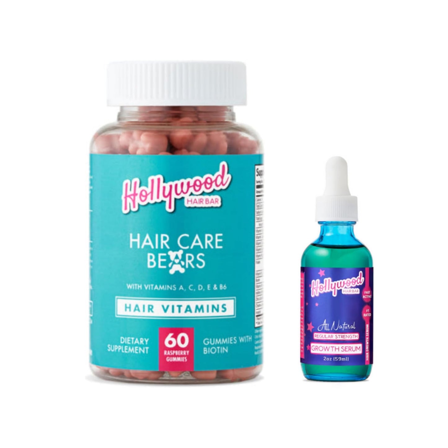 Hollywood Hair Bar | Regular Strength Regrowth Serum and Gummy Vitamin Bundle