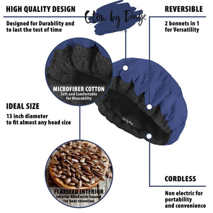 Glow by Daye Cordless Deep Conditioning Thermal Heat Cap, Microwavable Heat Therapy for Hair, Portable, Reversible Midnight