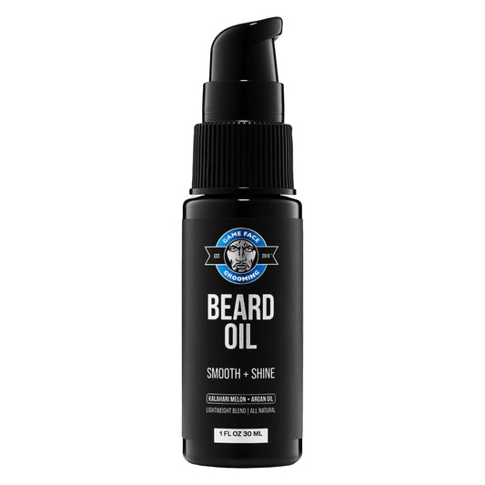 Game Face Natural Beard Oil - 1 fl oz Hydrating Men's Beard and Mustache Oil | Eucalyptus & Sea Salt, Confidence-Boosting | Lightweight Formula for Silky Smooth, Shining Beard Care