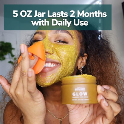 Minimo Glow Turmeric Face Scrub (Citrus Peach) With Heart Applicator - Infused with Turmeric, Manuka Honey, Cinnamon, and Chamomile - Turmeric Glow Face Scrub for All Skin Types - 5 FL OZ (147 ML)